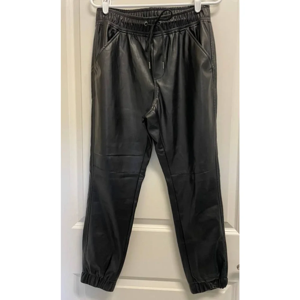 BB Dakota Faux Leather Vegan Black Joggers - Medium - Picture 2 of 5